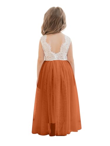 Flower Girl Dress Lace/Tulle Sleeveless First Communion Dress Floor-Length Girls Dresses for Wedding Garden Party
