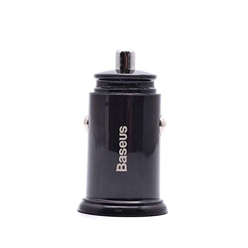 Baseus Smart Fast Car Charger 30W Dual Port USB & USB-C Adapter, Supports QC4.0 PD3.0 SCP AFC VOOC, Compact 12V-24V Car Charger with LED Light & Multi-Layer Safety Protection for iPhone,