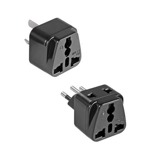 US to Argentina and Uruguay Travel Adapter Travel Plugs for Argentina USA/Universal to Brazil/Australia Power Plugs Pack of 2Black