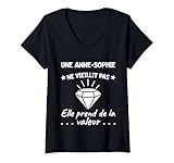 Femme Anne-Sophie Valeur | Anniversaire Humour Maman M�re Pr�nom T-Shirt avec Col en V