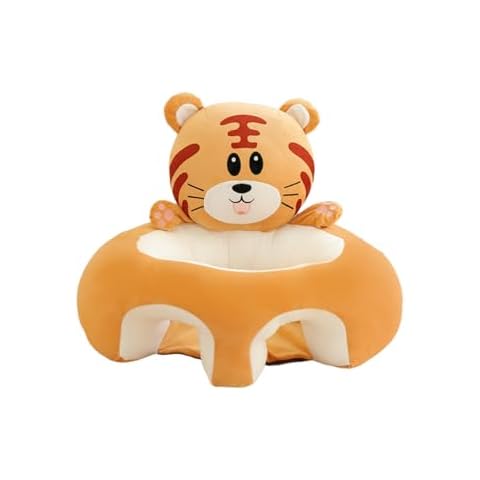 SHEKAKO Baby Seat for 4-24 Months, Kids Animal Cartoon Sitting Up Sofa Seat, Portable Infants Chair with Back Support, Plush Toddler Learning to Sit Seat, Sit Me up Floor Seat (Brown Tiger) Cover