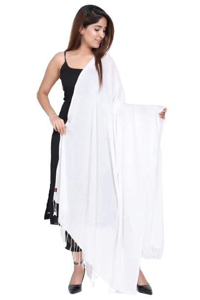 Women Linen Solid White Scarf ST05-WHITE-image-29