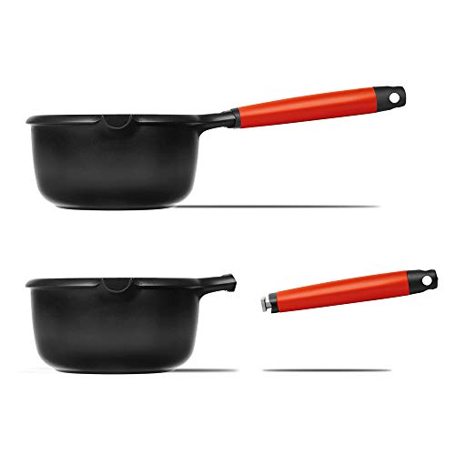 Cazo de inducción Castey de 16 cm rojo con mango desmontable 3