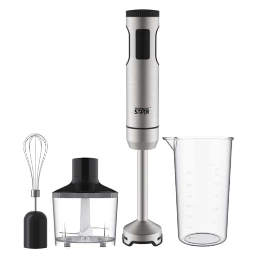 KROWN - Batidora de Mano 4 en 1, 1000W con 2 Velocidades, Vaso de 600 ml y Control de un Solo Botón, Potente y Silenciosa