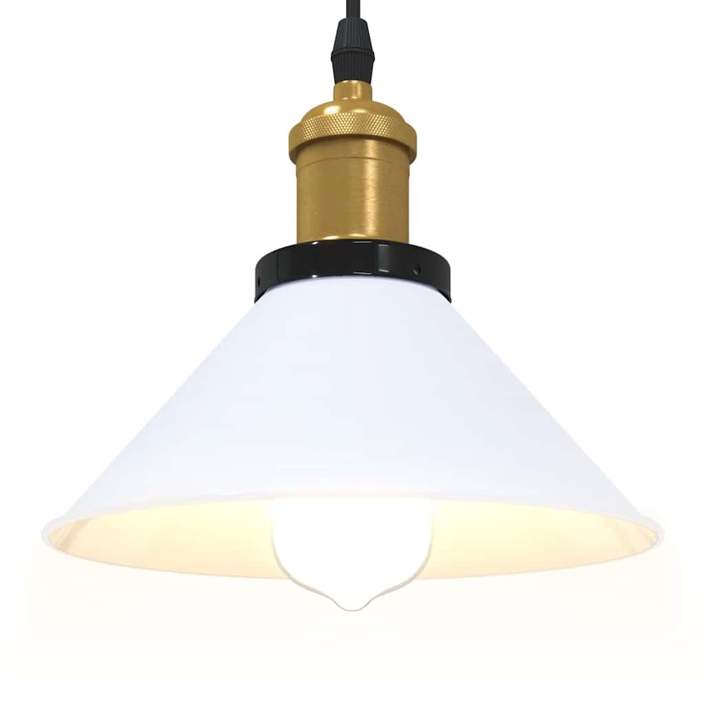 Lampa wisząca z regulacją wysokości, biała, błyszcząca, metalowa, Ø 22 cm, z oprawką E27, system wyciągu, do salonu, kuchni, sypialni, oświetlenie wewnętrzne, możliwość ściemniania