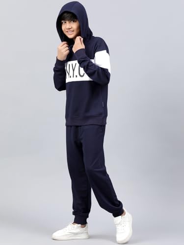 Image of Li'l Tomatoes Boys Fleece Winter Tracksuit Set | Full Sleeve Sweatshirt & Track Pant | Soft & Warm | 7-16 Years