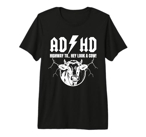 AD. HD Highway to.. Hey Look a Cow! Funny Classic Rock Premium T-Shirt