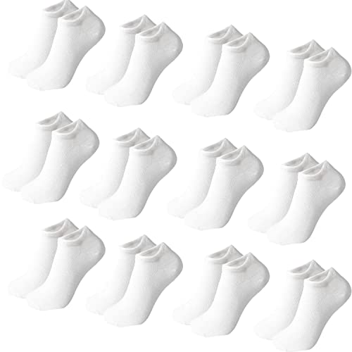 Nakloe -12 Pares - Calcetines Tobilleros Niño - Calcetines Tobilleros Niña - Calcetines Niño - Calcetines Niña - Calcetines Cortos Niño - Calcetines Bebe - Calcetines Tobilleros Bebe (33/38, Blanco) Cover