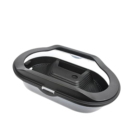 Apaeoflシンク タートル 亀タンク 亀水槽 飼育箱 亀 大型 蓋付き/水替え超簡単/3層構造 脱走防止 透明 軽量 通気性 2匹飼育箱 亀ケージ 亀飼育セット ウミガメ 半水生 亀ボックス (ブラック,66*38*19cm)