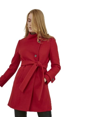 Manteau longueur genoux aspect lainage uni col tailleur classique pour femme