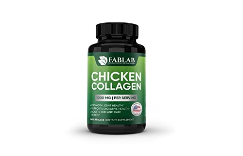 Fablab Chicken Collagen Type Ii Supplement - Nutritional Supplement For Joint, Nerve & Bone Support - Non-Gmo, Anti-Aging Dietary Product With Hydrolyzed Peptides- 100 Capsules #TOP4
