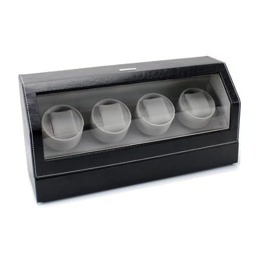 Heiden Quad Watch Winder in Black Leather