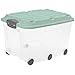 Produktbild Rotho 6 Aufbewahrungsbox Deckel und Rollen, Kunststoff (PP) BPA-frei, türkis/transparent, 57l, (59,5 x 40 x 37 cm)