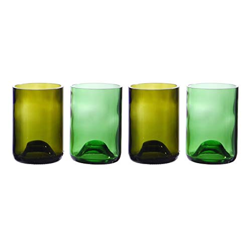 Oenophilia Recycled Glass Wine Bottle Tumblers, Assorted Colors - Set of 4