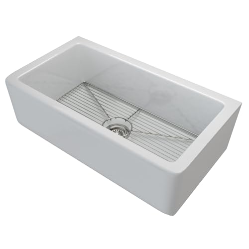 KRAUS Turino 33-inch Farmhouse Reversible Apron Front Fireclay Single Bowl Kitchen Sink in Matte White, KFR1-33MWH by Kraus - Used condition - US$419.35
