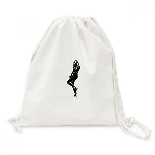 Sac de voyage en toile femme cordon sac à dos avec silhouette motif