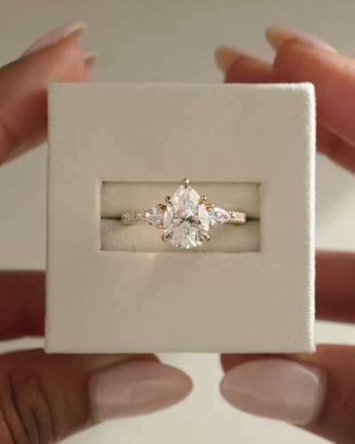 1-3 Carat Pear Shaped IGI Certified Lab Grown Diamond Rings for Women 10K 14K 18K Gold Three Stone Diamond Engagement Rings for Her (D Color VVS Clarity)3