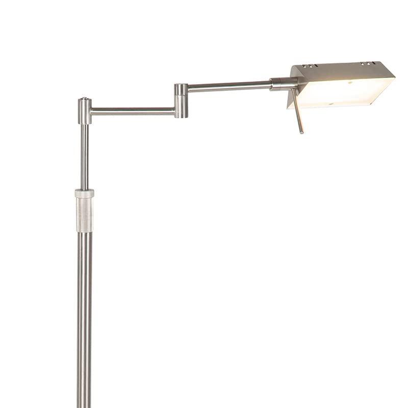 Qazqa led Design Stehleuchte, Stehlampe - Notia - Silber Farbe, inkl. 12W integrierter LED, 2700K, warmweiß, dimmbar, 146cm, Ideal als Küche lampe, Schlafzimmerlampe und Wohnzimmerlampe