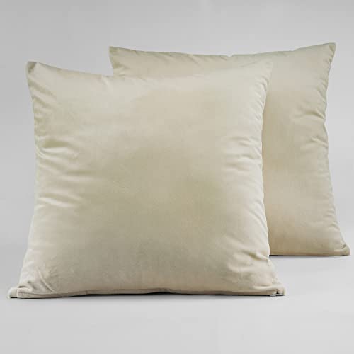 Image of HPD Half Price Drapes Cushion Cover 18 x 18 Heritage Plush Velvet - VPYC-198593-CC18PR - Pair, Au Lait Creme