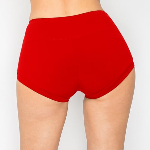 Image of Women's Super Soft Casual Yoga Workout Shorts with Hem Red M