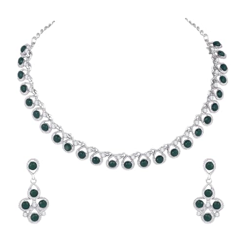 Image of Atasi International Diamond /Stones Necklace Set with Earrings for Women | Stylish Jewellery for Party, Wedding and Festive Occasions | Fashion Accessories
