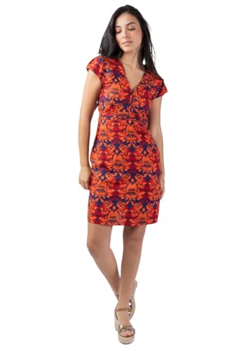 Robe courte chic Tania motif baroque pour affiner la silhouette facilement