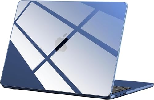 BlueSwan Hoes compatibel met MacBook Air 15 inch M4 M3 M2 2025 2024 2023 A3241 A3114 A2941, Ultradunne Plastic Beschermhoes Glanzend Cover Snap Case voor Mac 15" - Kristal Middernacht