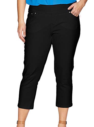 Jag Jeans Women's Plus Size Peri Straight Pull on Crop, Black, 24W