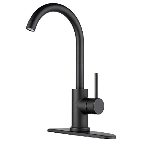Best Promo Dura Faucet RV Streamline 14.5-inch Single-Lever Kitchen Sink Faucet - Optional Deck Plate (Matte Black)
