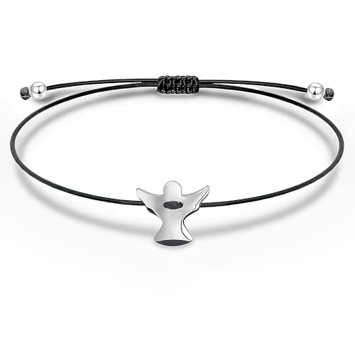 SENLINLU Braccialetto dell'amicizia con angelo custode, in argento, con ciondolo in metallo, per donne e ragazze, 6.3-11.81 inches, Plastica