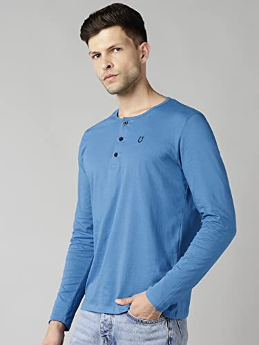 Image of Urbano Fashion Men's Solid Henley Neck Slim Fit Full Sleeve Cotton T-Shirt