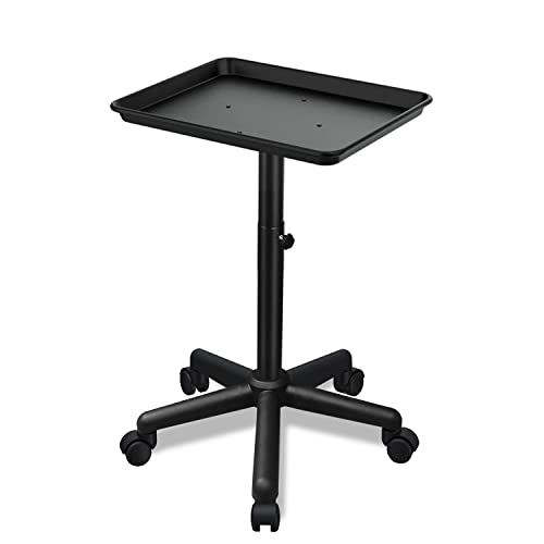 Salon Tray on Wheels Salon Rolling Tray with Adjustable Height Black Salon Tray Salon Color Tray Ideal Use As Metal Mayo Stand Tray Tattoo Tray Medical Tray