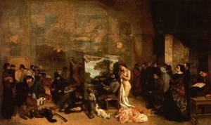 Peinture à l'huile Courbet l'Atelier du Peintre pour salon chic