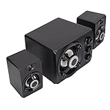 sistema de altavoces multimedia vamav [Amplia aplicabilidad] Pequeño sistema de altavoces 2.1, puede conectar rápidamente su PC, computadora portátil, teléfono móvil, monitor, tableta, reproductor MP3, sistema de juegos, etc.