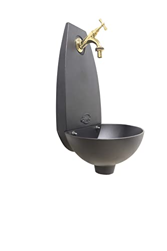 Fontana a muro mod. Tebe con rubinetto cod. 303 in ottone lucido.