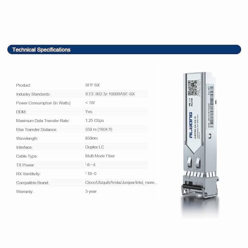 Módulo SFP 1000BASE-SX de 1.25G y fibra multimodo LC compatible con Cisco GLC-SX-MMD 5