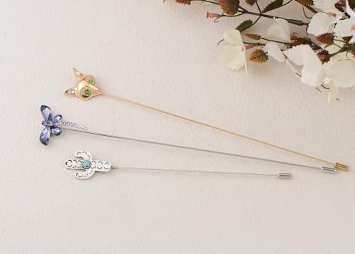 Image of Alilang 3Pcs Vintage Style Hat Lapel Brooch Pins with Flexible Bendable Design for Secure Fit on Hats, Scarves, and Suits