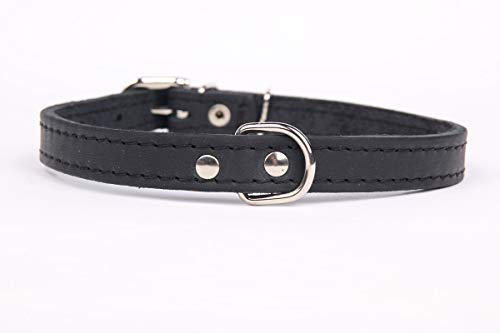 Exklusives,weiches Echt-Leder-Hunde-Halsband 908 2,0 cm breit x 55 cm, schwarz, Halsumfang 40-50 cm