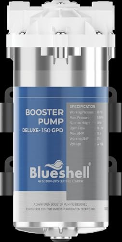 Image of Blueshell Standard DELUXE RO Booster Pump 150 GPD, RO Pump 150 GPD with Elbow and End Connectors | Compatible with All Types of RO Water Purifier, Universal Type Motor
