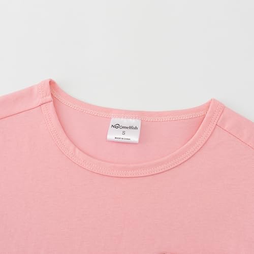 Image of Noomelfish Girls Short Sleeve Heart Pocket T-Shirts Casual Cotton Tee Tops Blouse (5-12 Years)
