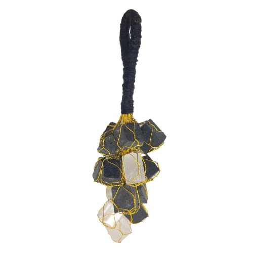 GEMSCITE Natural Selenite & Black Tourmaline Tumble Stone Car Hanging Accessories & Door Hanging Items Reiki Healing