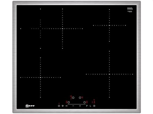 NEFF T46BD60N0 Induktionskochfeld N70, 60cm, TouchControl, Bräterzone, Glaskeramik, Edelstahlrahmen, Schwarz