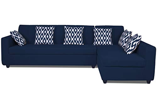 Image of Adorn India Rio HighBack L Shape 6 Seater Sofa Set (Right Hand Side) (Blue) (3 Year Warranty)