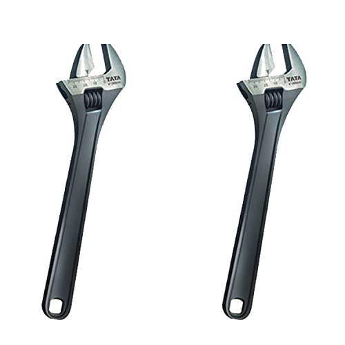 Image of AGRICO Tata 10-Inch (250mm) Adjustable Wrench | Chrome Vanadium Steel | Heavy-Duty Spanner for Plumbing, Automotive, Home DIY (Silver, Pack of 2)