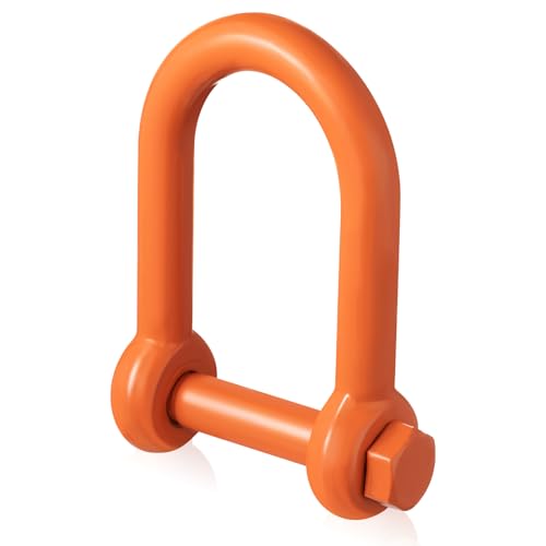 Image of 1 Pcs Screw Pin Long Reach Shackle, Long Reach Shackle with Painted Screw Pin, Clevis D-Ring Lifting Attachment, Professional Use, Industrial Alloy Steel (1 Inch,Orange)