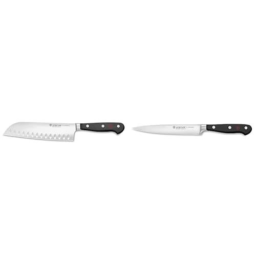 WÜSTHOF Cuchillo Santoku clásico de 7 pulgadas y cuchillo utilitario clásico de 6 pulgadas