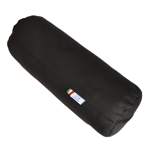 GM Almohada cilíndrica Cervical para Cuello, Espalda y piernas 40x15 cm Fabricada en Italia con Funda de Tela Resistente al Agua y a Las Manchas, Negro