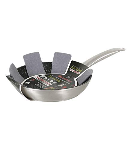 Quttin - Sartén Antiadherente de inducción Platinum con Mango Metalico. Para todo tipo de cocinas. Aluminio Pfluon. Resistente Duradera Calidad Protector de Fieltro. Sartén para cocinar 22 cm