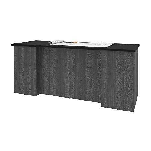 Bestar Norma 71W Desk Shell in Black & bark Gray