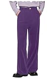 Retro Velvet Pleated Front Dress Pants Men's Loose Fit Wide Leg Trousers for Outdoor Dinner Parties Purple 3XL